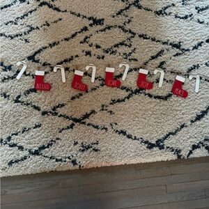 Rae Dunn Wood Christmas Holiday Stocking and Candy Cane Garland Banner